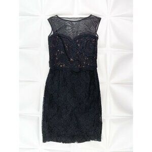 Lauren Ralph Lauren Sz 4 Black Lace Sheath Dress Scalloped Sweetheart Neckline s